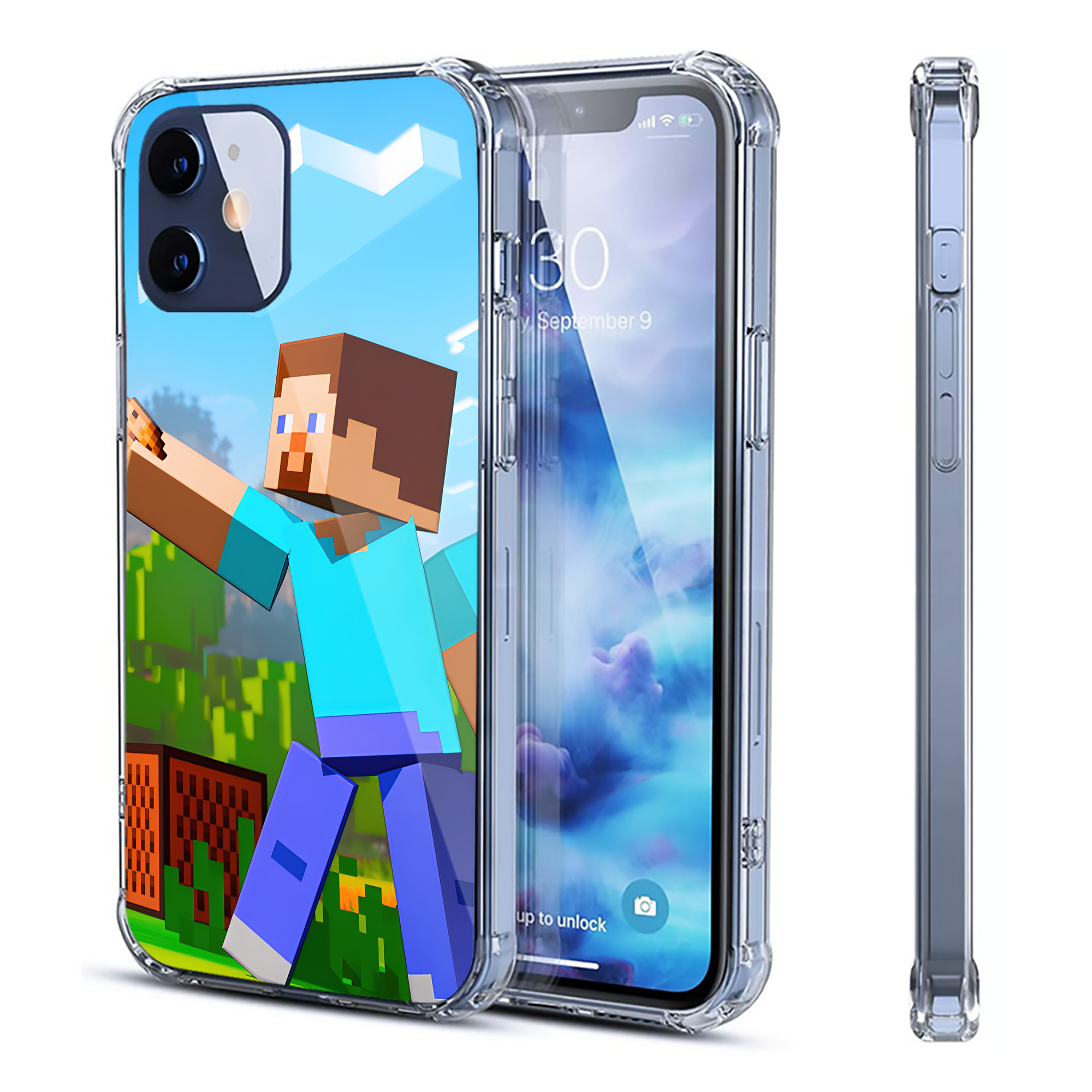（画像用） マインクラフト ブロックの世界 Minecraft MC Block world 【iPhone 12シリーズ対応】透明スマホケース（クリアソフトケース）